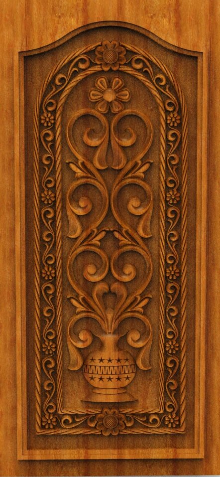 3D DOOR - OAK-84 Traditional Classical Floral Urn Carved Panel